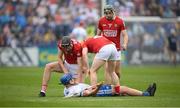 15 May 2022; Austin Gleeson of Waterford with Cork players, from left, Robert Downey, Niall O’Leary and Mark Coleman during the Munster GAA Hurling Senior Championship Round 4 match between Waterford and Cork at Walsh Park in Waterford. Photo by Stephen McCarthy/Sportsfile