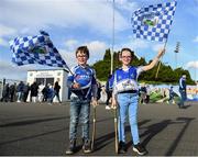 16 May 2022; Laois supporters Séan and Áine Donohue, both aged seven, from The Heath, Laois, before the Electric Ireland Leinster GAA Minor Hurling Championship Final match between Laois and Offaly at MW Hire O'Moore Park in Portlaoise, Laois. Photo by Harry Murphy/Sportsfile