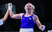 16 May 2022; Amy Broadhurst of Ireland celebrates after victory over Jelena Janicijevic of Serbia in their Light Welterweight 63kg quarter-final bout during the IBA Women's World Boxing Championships 2022 at the Basaksehir Sports Complex in Istanbul, Turkey. Photo by IBA via Sportsfile