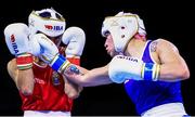 16 May 2022; Amy Broadhurst of Ireland, right, in action against Jelena Janicijevic of Serbia in their Light Welterweight 63kg quarter-final bout during the IBA Women's World Boxing Championships 2022 at the Basaksehir Sports Complex in Istanbul, Turkey. Photo by IBA via Sportsfile