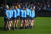 14 May 2022; Dublin players stand for the playing of the National Anthem before the Leinster GAA Hurling Senior Championship Round 4 match between Dublin and Kilkenny at Parnell Park in Dublin. Photo by Stephen McCarthy/Sportsfile