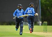 17 May 2022; Simi Singh and Andrew Balbirnie of Leinster Lightning running between the wicket during the Cricket Ireland Inter-Provincial Cup match between Northern Knights and Leinster Lightning at Stormont in Belfast. Photo by Oliver McVeigh/Sportsfile