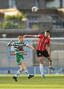13 May 2022; Eoin Toal of Derry City in action against Rory Gaffney of Shamrock Rovers during the SSE Airtricity League Premier Division match between Shamrock Rovers and Derry City at Tallaght Stadium in Dublin. Photo by Seb Daly/Sportsfile