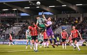 13 May 2022; Derry City goalkeeper Brian Maher in action against Roberto Lopes of Shamrock Rovers during the SSE Airtricity League Premier Division match between Shamrock Rovers and Derry City at Tallaght Stadium in Dublin. Photo by Seb Daly/Sportsfile