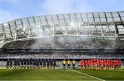 14 May 2022; Leinster and Toulouse players before the Heineken Champions Cup Semi-Final match between Leinster and Toulouse at the Aviva Stadium in Dublin. Photo by Harry Murphy/Sportsfile