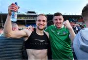 14 May 2022; Sean O'Dea and Brian Fanning of Limerick celebrate after the Munster GAA Senior Football Championship Semi-Final match between Tipperary and Limerick at FBD Semple Stadium in Thurles, Tipperary. Photo by Diarmuid Greene/Sportsfile