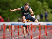 18 May 2022; Adam Nolan of Scoil Chonglais, Baltinglass, Wicklow, on his way to winning the Senior Boys 110 metres hurdles during day one of the Irish Life Health Leinster Schools Track and Field Championships at Morton Stadium in Santry, Dublin. Photo by Seb Daly/Sportsfile