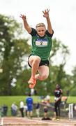 18 May 2022; Enya Silkena of St Louis Secondary School, Dundalk, Louth, competing in the Junior Girls Long Jump during day one of the Irish Life Health Leinster Schools Track and Field Championships at Morton Stadium in Santry, Dublin. Photo by Seb Daly/Sportsfile