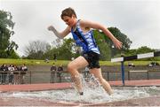 18 May 2022; Joseph Richards of Maynooth Community College, Kildare, competing in the Intermediate Boys 1500 metres Steeplechase during day one of the Irish Life Health Leinster Schools Track and Field Championships at Morton Stadium in Santry, Dublin. Photo by Seb Daly/Sportsfile