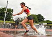 18 May 2022; Claragh Keane of Presentation Wexford competing in the Senior Girls 1500 metres Steeplechase during day one of the Irish Life Health Leinster Schools Track and Field Championships at Morton Stadium in Santry, Dublin. Photo by Seb Daly/Sportsfile