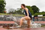 18 May 2022; Clara McNally of Lusk CC, Dublin, competing in the Senior Girls 1500 metres Steeplechase during day one of the Irish Life Health Leinster Schools Track and Field Championships at Morton Stadium in Santry, Dublin. Photo by Seb Daly/Sportsfile