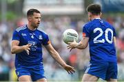 15 May 2022; Ryan Wylie, left, and Karl O'Connell of Monaghan during the Ulster GAA Football Senior Championship Semi-Final match between Derry and Monaghan at Athletic Grounds in Armagh. Photo by Ramsey Cardy/Sportsfile