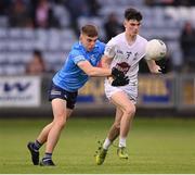 18 May 2022; Joey Cunningham of Kildare in action against Paul Reynolds Hand of Dublin during the Electric Ireland Leinster GAA Minor Football Championship Final match between Dublin and Kildare at MW Hire O'Moore Park in Portlaoise, Laois. Photo by Stephen McCarthy/Sportsfile