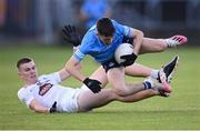 18 May 2022; Luke O'Boyle of Dublin in action against Cian O'Reilly of Kildare during the Electric Ireland Leinster GAA Minor Football Championship Final match between Dublin and Kildare at MW Hire O'Moore Park in Portlaoise, Laois. Photo by Stephen McCarthy/Sportsfile
