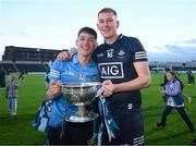 18 May 2022; Luke O'Boyle, left, and Charlie Coghlan of Dublin celebrate with the cup after the Electric Ireland Leinster GAA Minor Football Championship Final match between Dublin and Kildare at MW Hire O'Moore Park in Portlaoise, Laois. Photo by Stephen McCarthy/Sportsfile