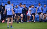 18 May 2022; Jamie McCarville and his Dublin team-mates celebrate at the final whistle of the Electric Ireland Leinster GAA Minor Football Championship Final match between Dublin and Kildare at MW Hire O'Moore Park in Portlaoise, Laois. Photo by Stephen McCarthy/Sportsfile