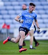 18 May 2022; Clyde Burke of Dublin celebrates a second half score during the Electric Ireland Leinster GAA Minor Football Championship Final match between Dublin and Kildare at MW Hire O'Moore Park in Portlaoise, Laois. Photo by Stephen McCarthy/Sportsfile