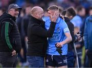 18 May 2022; Ryan Mitchell of Dublin is congratulated after the Electric Ireland Leinster GAA Minor Football Championship Final match between Dublin and Kildare at MW Hire O'Moore Park in Portlaoise, Laois. Photo by Stephen McCarthy/Sportsfile