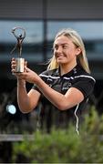 19 May 2022; PwC GPA Player of the Month for March in camogie, Róisín McCormick of Antrim with her awards today at PwC's Cork offices. Photo by Seb Daly/Sportsfile
