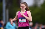 19 May 2022; Ava McKeon of AM Ballinasloe, Galway, after competing in the Senior Girls 400m hurdles event at the Irish Life Health Connacht Schools Track and Field Championships at TUS Athlone in Westmeath. Photo by Ben McShane/Sportsfile