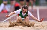 19 May 2022; Emily Kinane of Calasanctius Oranmore, Galway, competing in the Minor Girls Long Jump event at the Irish Life Health Connacht Schools Track and Field Championships at TUS Athlone in Westmeath. Photo by Ben McShane/Sportsfile