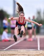 19 May 2022; Angela Cielecka of Taylors Hill Galway competing in the Minor Girls Long Jump event at the Irish Life Health Connacht Schools Track and Field Championships at TUS Athlone in Westmeath. Photo by Ben McShane/Sportsfile