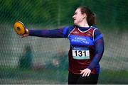 19 May 2022; Sara Cogley of Colaiste Bhaile Chlair, Galway competing in the Senior Girls Discus event at the Irish Life Health Connacht Schools Track and Field Championships at TUS Athlone in Westmeath. Photo by Ben McShane/Sportsfile