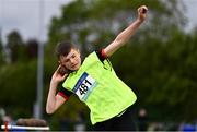 19 May 2022; Jamie Linanne of Clifden CS, Galway, competing in the Minor Boys Shot Put event at the Irish Life Health Connacht Schools Track and Field Championships at TUS Athlone in Westmeath. Photo by Ben McShane/Sportsfile