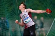 19 May 2022; Liam Shaw of Pres College Athenry, Galway, competing in the Intermediate Boys Discus event at the Irish Life Health Connacht Schools Track and Field Championships at TUS Athlone in Westmeath. Photo by Ben McShane/Sportsfile