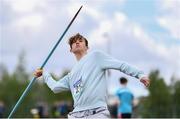 19 May 2022; Sé Keane of Colaiste Pobail Acla, Mayo, competing in the Intermediate Boys Javelin event at the Irish Life Health Connacht Schools Track and Field Championships at TUS Athlone in Westmeath. Photo by Ben McShane/Sportsfile