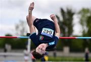 19 May 2022; Shane Rooney of Summerhill College Sligo competing in the Senior Boys High Jump event at the Irish Life Health Connacht Schools Track and Field Championships at TUS Athlone in Westmeath. Photo by Ben McShane/Sportsfile