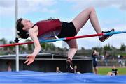 19 May 2022; Siofra Davis of Pres College Athenry, Galway competing in the Senior Girls High Jump event at the Irish Life Health Connacht Schools Track and Field Championships at TUS Athlone in Westmeath. Photo by Ben McShane/Sportsfile
