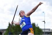 19 May 2022; Maria Macken of Ballinrobe CS, Mayo, competing in the Senior Girls Javelin event at the Irish Life Health Connacht Schools Track and Field Championships at TUS Athlone in Westmeath. Photo by Ben McShane/Sportsfile