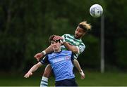 19 May 2022; Barry Cotter of Shamrock Rovers scores his side's first goal over the head of Adam Verdon of UCD during the SSE Airtricity League Premier Division match between UCD and Shamrock Rovers at UCD Bowl in Belfield, Dublin. Photo by Brendan Moran/Sportsfile