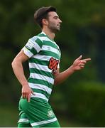 19 May 2022; Danny Mandroiu of Shamrock Rovers celebrates after scoring his side's second goal during the SSE Airtricity League Premier Division match between UCD and Shamrock Rovers at UCD Bowl in Belfield, Dublin. Photo by Brendan Moran/Sportsfile