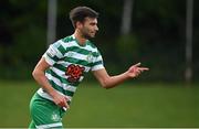 19 May 2022; Danny Mandroiu of Shamrock Rovers celebrates after scoring his side's second goal during the SSE Airtricity League Premier Division match between UCD and Shamrock Rovers at UCD Bowl in Belfield, Dublin. Photo by Brendan Moran/Sportsfile
