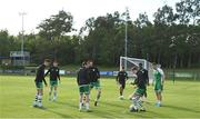 19 May 2022; Shamrock Rovers players warm up before the SSE Airtricity League Premier Division match between UCD and Shamrock Rovers at UCD Bowl in Belfield, Dublin. Photo by Brendan Moran/Sportsfile