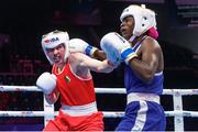 19 May 2022; Lisa O'Rourke of Ireland, left, in action against Alcinda Panguane of Mozambique in their Light Middleweight 70kg final bout during the IBA Women's World Boxing Championships 2022 at the Basaksehir Sports Complex in Istanbul, Turkey. Photo by IBA via Sportsfile