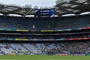 15 May 2022; A general view of a big screen during a minute’s silence in memory of those who died during the Famine before the Leinster GAA Football Senior Championship Semi-Final match between Dublin and Meath at Croke Park in Dublin. Photo by Piaras Ó Mídheach/Sportsfile
