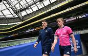 20 May 2022; Cormac Foley and Ben Murphy during a Leinster Rugby Captain's Run at the Aviva Stadium in Dublin. Photo by Harry Murphy/Sportsfile