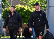 20 May 2022; Cell C Sharks attack and backs coach Noel McNamara, right, and head coach Sean Everitt arrive before the United Rugby Championship match between Ulster and Cell C Sharks at Kingspan Stadium in Belfast. Photo by Brendan Moran/Sportsfile