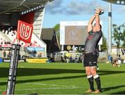 20 May 2022; Kerron van Vuuren of Cell C Sharks during the warm up before the United Rugby Championship match between Ulster and Cell C Sharks at Kingspan Stadium in Belfast. Photo by George Tewkesbury/Sportsfile