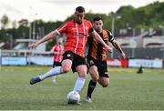 20 May 2022; Shane McEleney of Derry City in action against Patrick Hoban of Dundalk during the SSE Airtricity League Premier Division match between Derry City and Dundalk at The Ryan McBride Brandywell Stadium in Derry. Photo by Ben McShane/Sportsfile