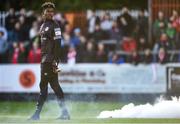 20 May 2022; St Patrick's Athletic goalkeeper Joseph Anang after conceding his side's first goal during the SSE Airtricity League Premier Division match between St Patrick's Athletic and Shelbourne at Richmond Park in Dublin. Photo by Eóin Noonan/Sportsfile