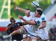 20 May 2022; Nick Timoney of Ulster in action against Makazole Mapimpi of Cell C Sharks during the United Rugby Championship match between Ulster and Cell C Sharks at Kingspan Stadium in Belfast. Photo by Brendan Moran/Sportsfile