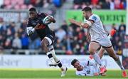 20 May 2022; Aphelele Fassi of Cell C Sharks beats the tackle of Billy Burns of Ulster during the United Rugby Championship match between Ulster and Cell C Sharks at Kingspan Stadium in Belfast. Photo by Brendan Moran/Sportsfile