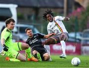 20 May 2022; Promise Omochere of Bohemians has an effort on goal blocked by Colm Horgan of Sligo Rovers  during the SSE Airtricity League Premier Division match between Bohemians and Sligo Rovers at Dalymount Park in Dublin. Photo by Michael P Ryan/Sportsfile
