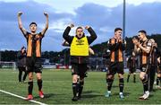 20 May 2022; Dundalk players, including Steven Bradley, left, and Paul Doyle, centre, celebrate their side's victory in the SSE Airtricity League Premier Division match between Derry City and Dundalk at The Ryan McBride Brandywell Stadium in Derry. Photo by Ben McShane/Sportsfile