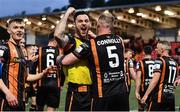 20 May 2022; Patrick Hoban, left, and Mark Connolly of Dundalk celebrate after the SSE Airtricity League Premier Division match between Derry City and Dundalk at The Ryan McBride Brandywell Stadium in Derry. Photo by Ben McShane/Sportsfile