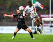 20 May 2022; Junior Ogedi-Uzokwe of Bohemians in action against Colm Horgan of Sligo Rovers during the SSE Airtricity League Premier Division match between Bohemians and Sligo Rovers at Dalymount Park in Dublin. Photo by Michael P Ryan/Sportsfile